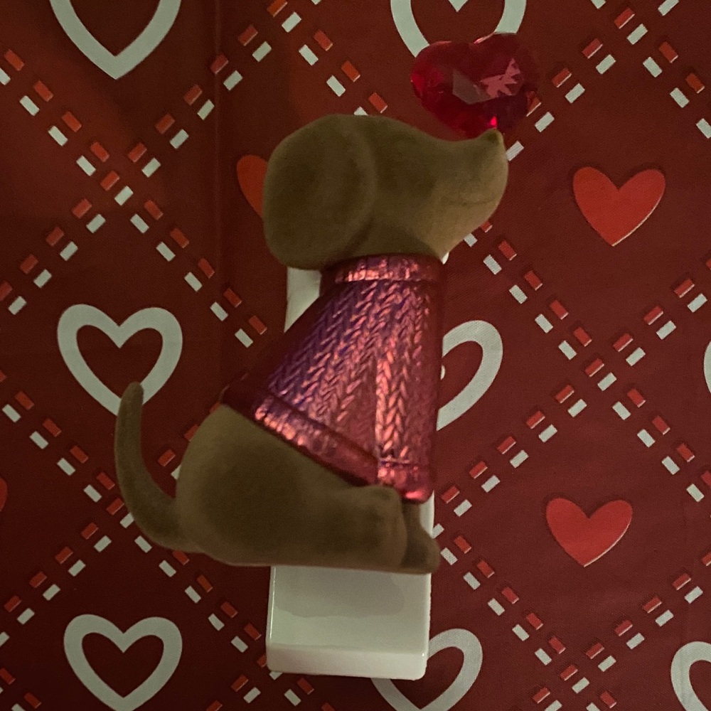 Brown Plush Dog with Red Heart and Pink Jacket Bath & Body Works Wallflower